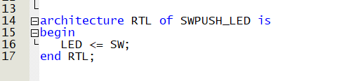 スイッチ押下でLED点灯VHDL